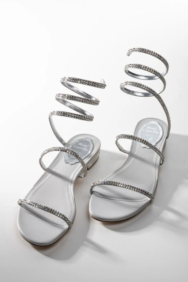 Rene Caovilla босоножки женские розовые кожаные с тонкими ремешками в стразах 143512 - фото 2