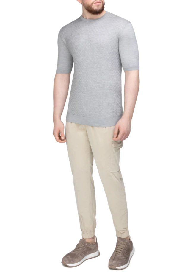 Cesare di Napoli man silk short sleeve jumper gray for men купить с ценами и фото 143607 - photo 2