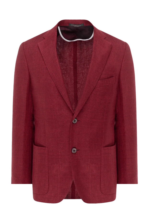 Corneliani man men's burgundy linen and wool jacket купить с ценами и фото 143682 - photo 1