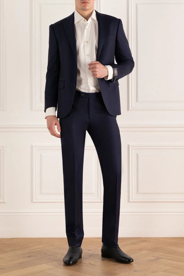 Corneliani man men's suit made of wool, blue купить с ценами и фото 143683 - photo 2