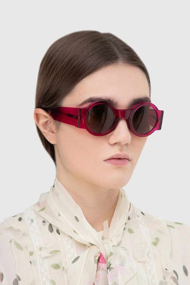 Dries Van Noten очки для защиты от солнца круглые розовые женские 143717 - фото 3