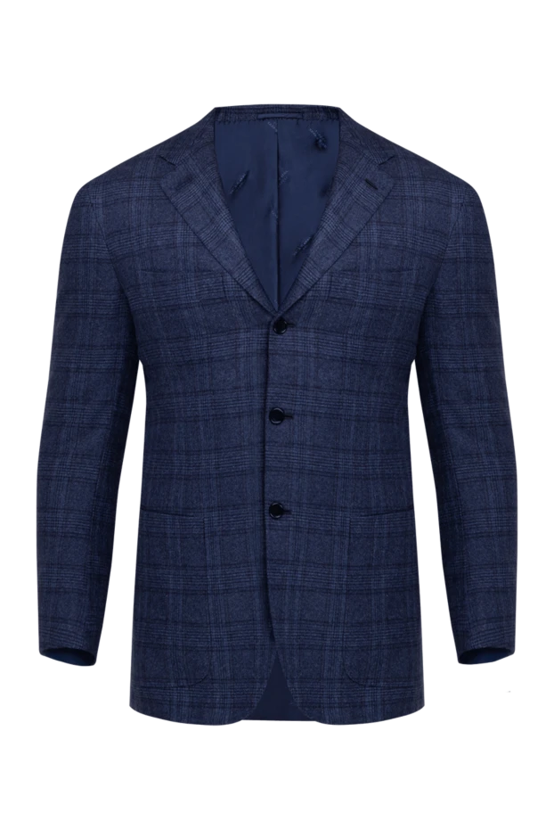 Kiton man jacket made of cashmere and silk, blue for men купить с ценами и фото 143781 - photo 1