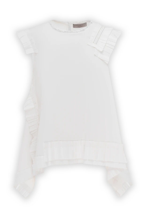 Блуза женская без рукавов с рюшами и широким воротником - фото 1