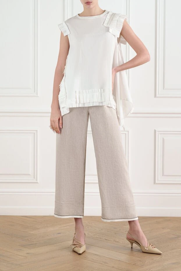 D.Exterior блуза женская без рукавов с рюшами и широким воротником 143922 - фото 2