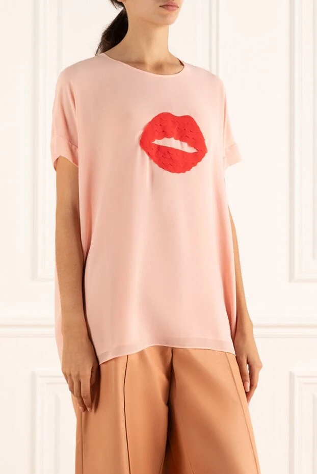 Edward Achour Paris woman pink cotton t-shirt for women 144021 - photo 3