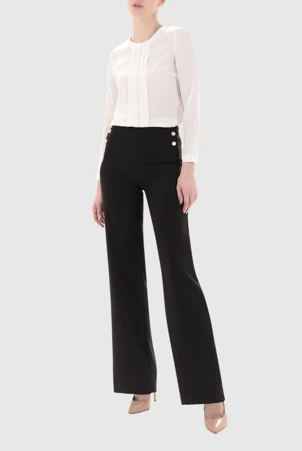 Edward Achour Paris woman black polyester trousers for women купить с ценами и фото 143977 - photo 2