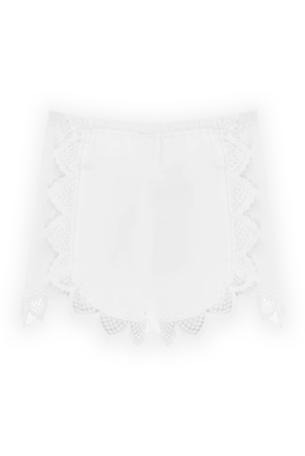 Summer white shorts with openwork edge and thin weave women's cotton - photo 1