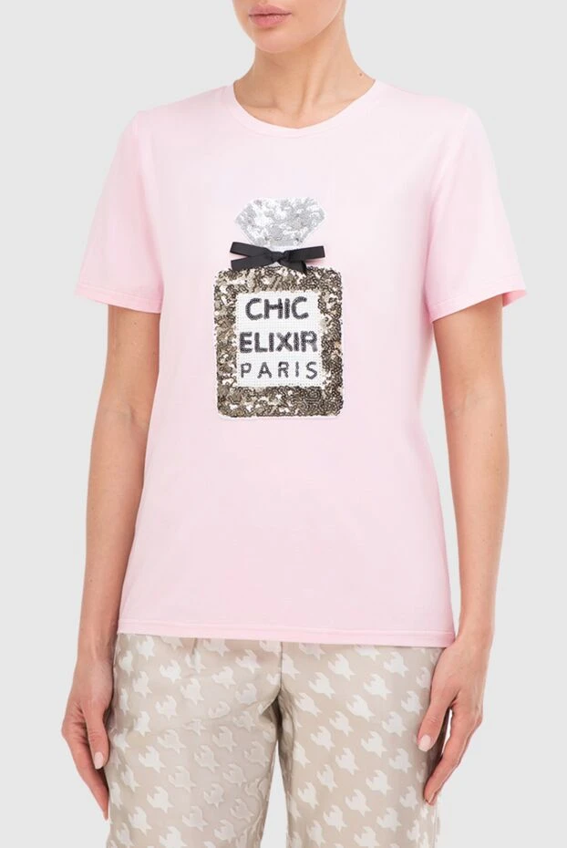 Edward Achour Paris woman pink cotton t-shirt for women 144021 - photo 3