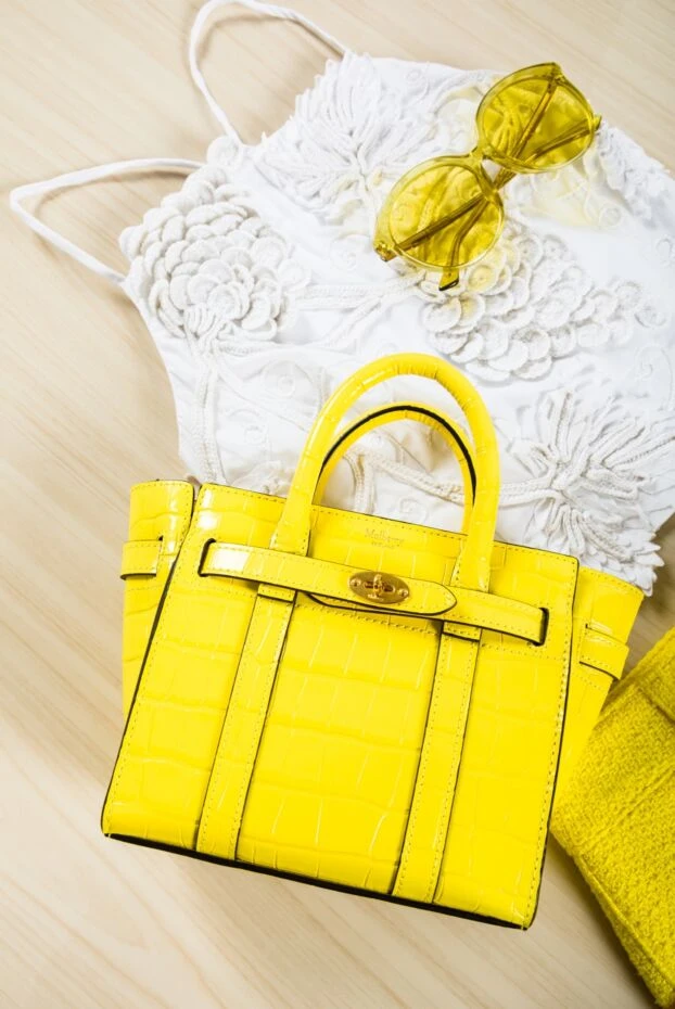 Mulberry women's yellow leather bag with a button 144058 - photo 3
