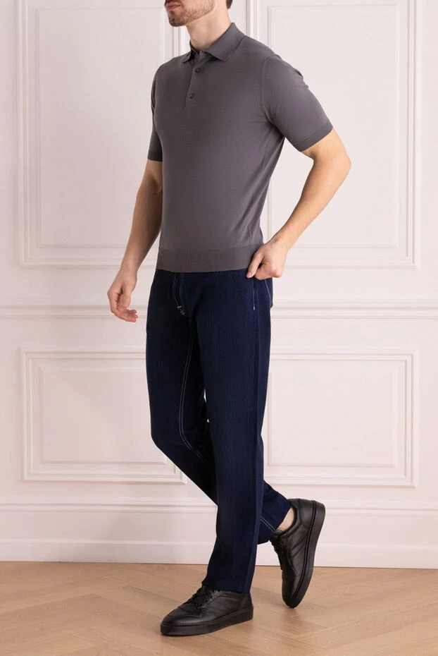 Stefano Ricci мужские хлопковые джинсы насыщенного синего цвета
 144250 - фото 2