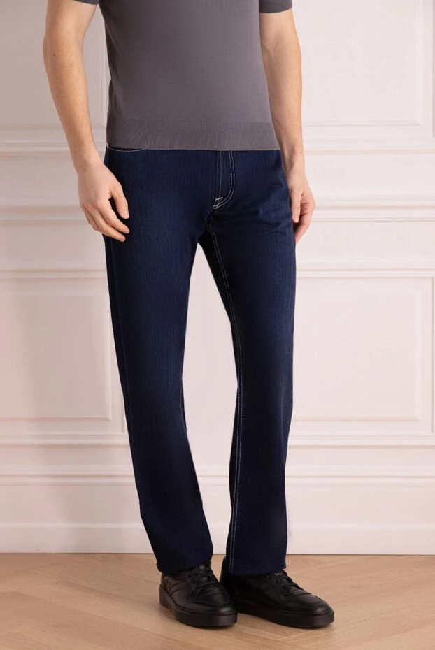 Stefano Ricci мужские хлопковые джинсы насыщенного синего цвета
 144250 - фото 3