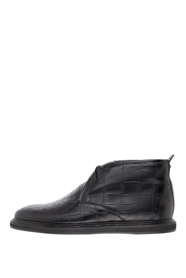 Крокодил былғарыдан жасалған ерлердің қара етіктері - фото 1