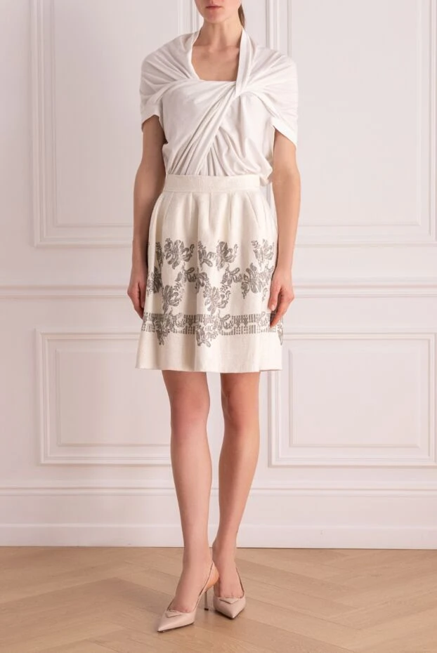 Ermanno Scervino woman white linen and polyamide skirt for women купить с ценами и фото 144277 - photo 2