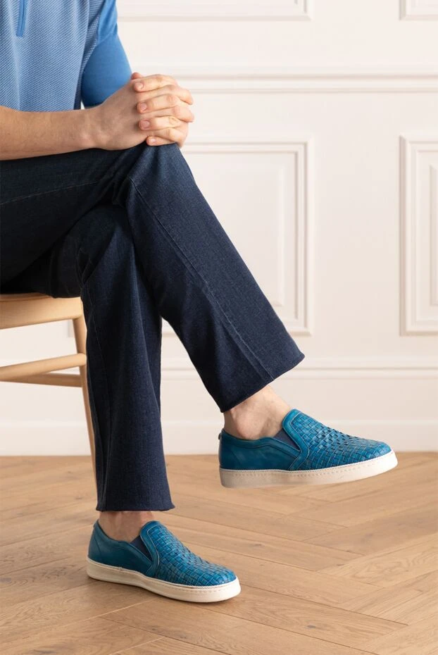 Barrett man blue leather slip-ons for men купить с ценами и фото 144279 - photo 2