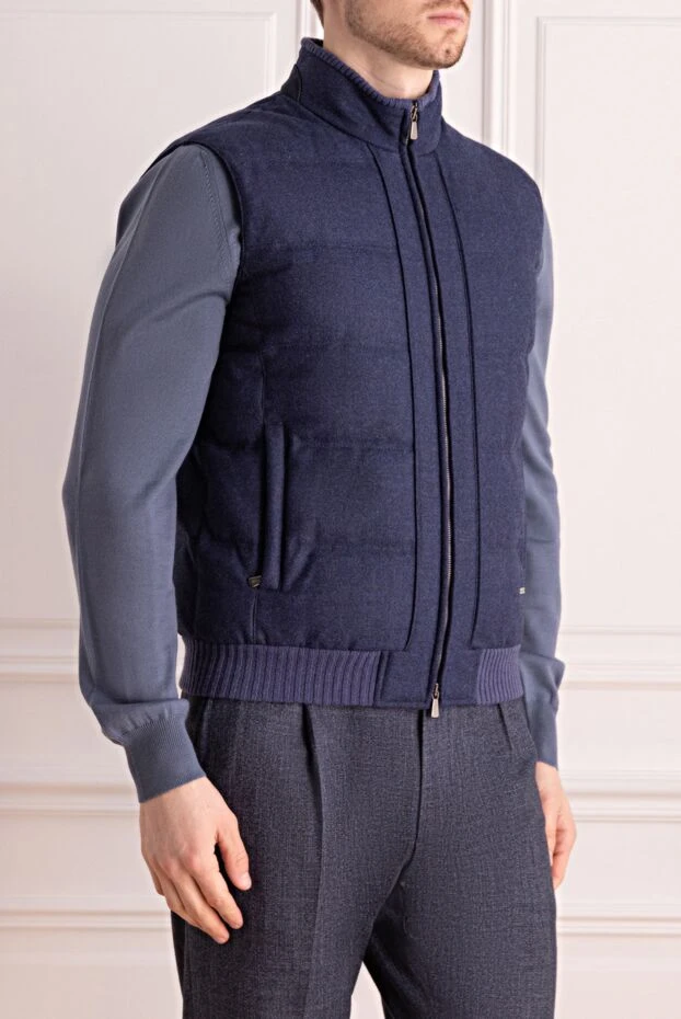 Enrico Mandelli утеплённый жилет из шерсти с трикотажной отделкой темно-синий
 144297 - фото 3