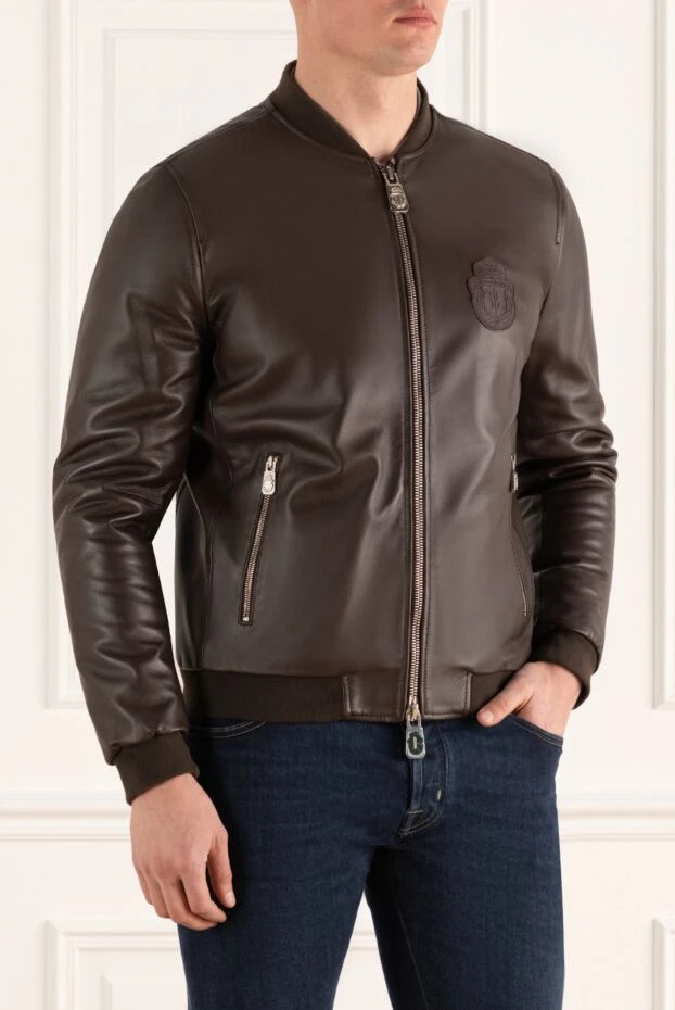Billionaire куртка-бомбер кожаная коричневая мужская 144316 - фото 3