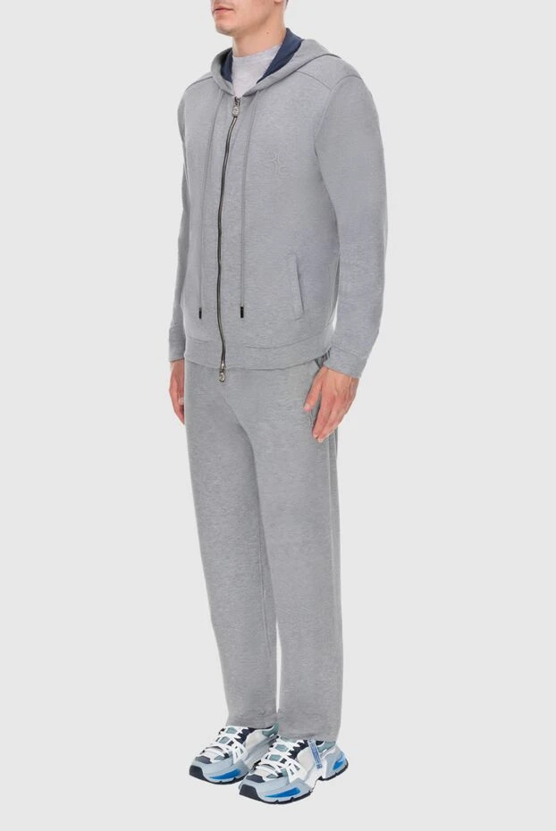 Billionaire қапюшоны бар ерлерге арналған сұр жібек спорттық костюм 144320 - фото 3