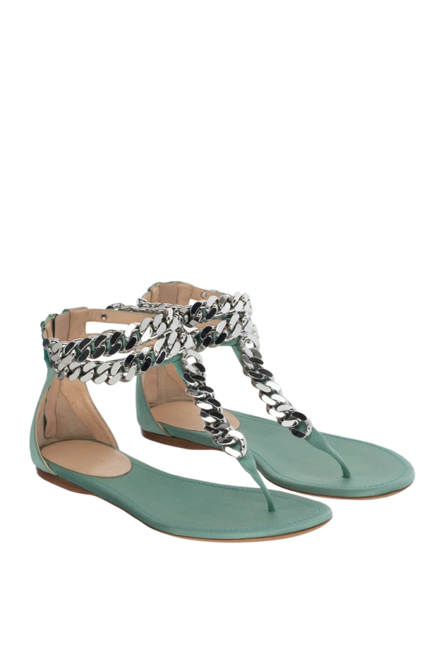 Giambattista Valli сандалии женские с серебристыми цепочками зеленые 144339 - фото 3