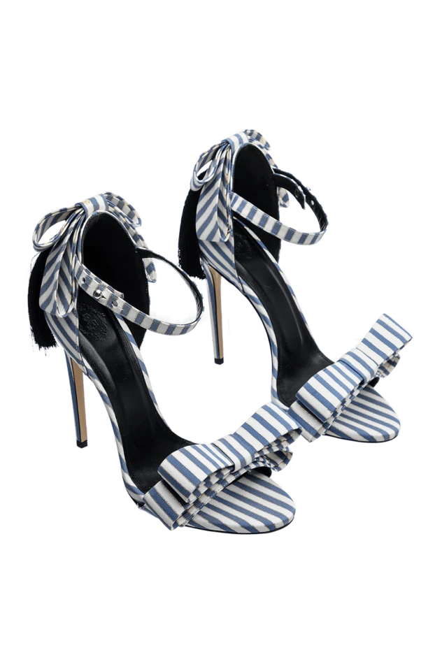 Aleksander Siradekian әйелдерге арналған сандалдар ақ түсті, көк жолақты өрнегі бар 144358 - фото 3