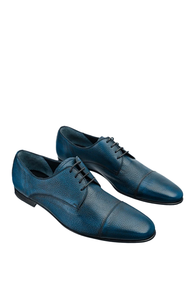 Barrett gradient blue textured leather cap-toe derby shoes for men 144450 - photo 3