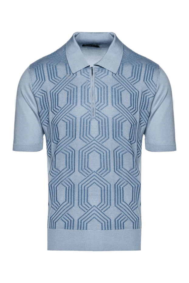 Cesare di Napoli man blue silk polo for men купить с ценами и фото 144475 - photo 1