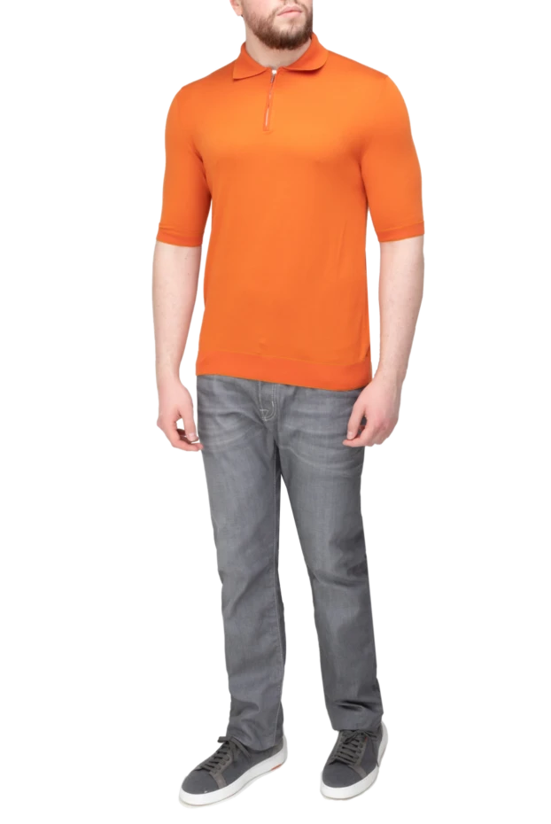 Cesare di Napoli man cotton and silk polo orange for men купить с ценами и фото 144476 - photo 2