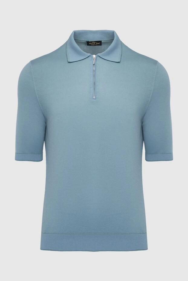 Cesare di Napoli man blue cotton and silk polo for men купить с ценами и фото 144477 - photo 1