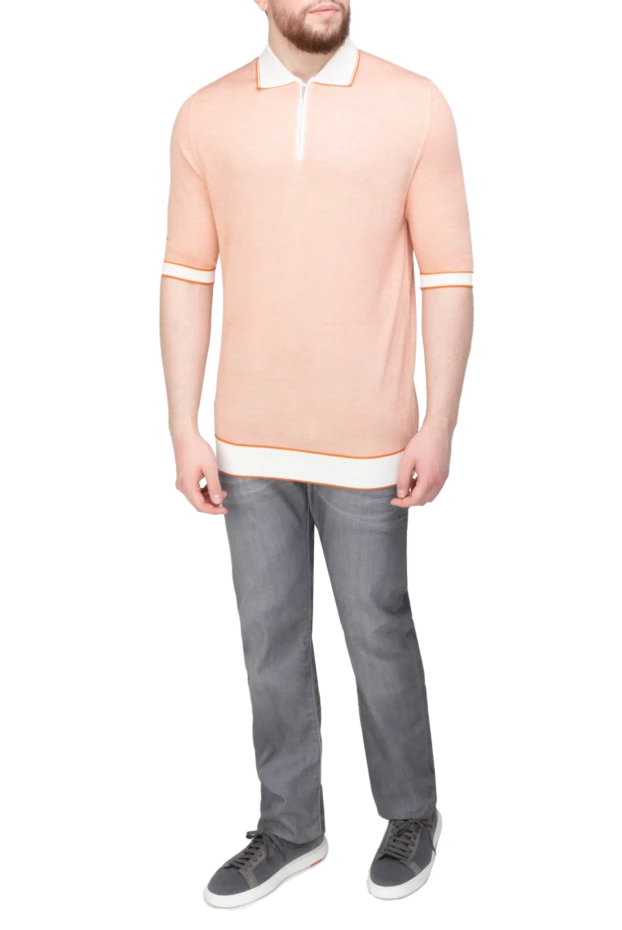 Cesare di Napoli man cotton and silk polo shirt pink for men купить с ценами и фото 144481 - photo 2