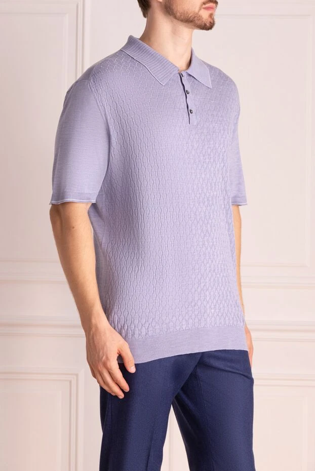 Cesare di Napoli man men's violet silk polo купить с ценами и фото 144488 - photo 2