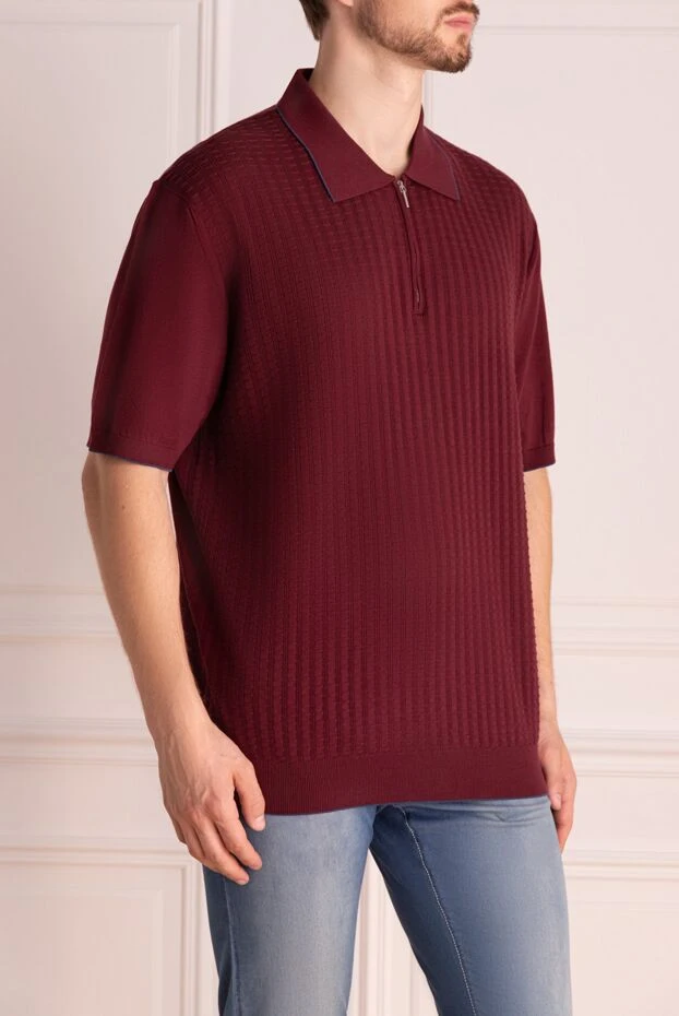 Cesare di Napoli man silk polo burgundy for men купить с ценами и фото 144489 - photo 2