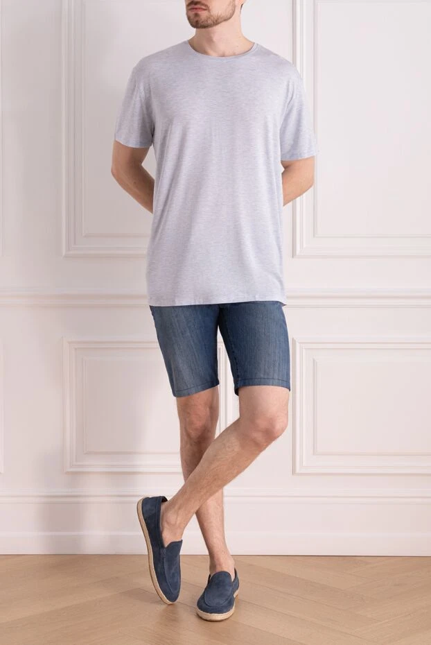 Kiton man blue cotton shorts for men купить с ценами и фото 144520 - photo 2