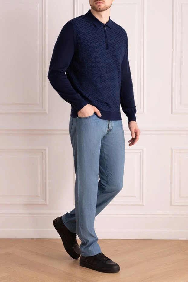 Kiton man blue cotton jeans for men купить с ценами и фото 144525 - photo 2