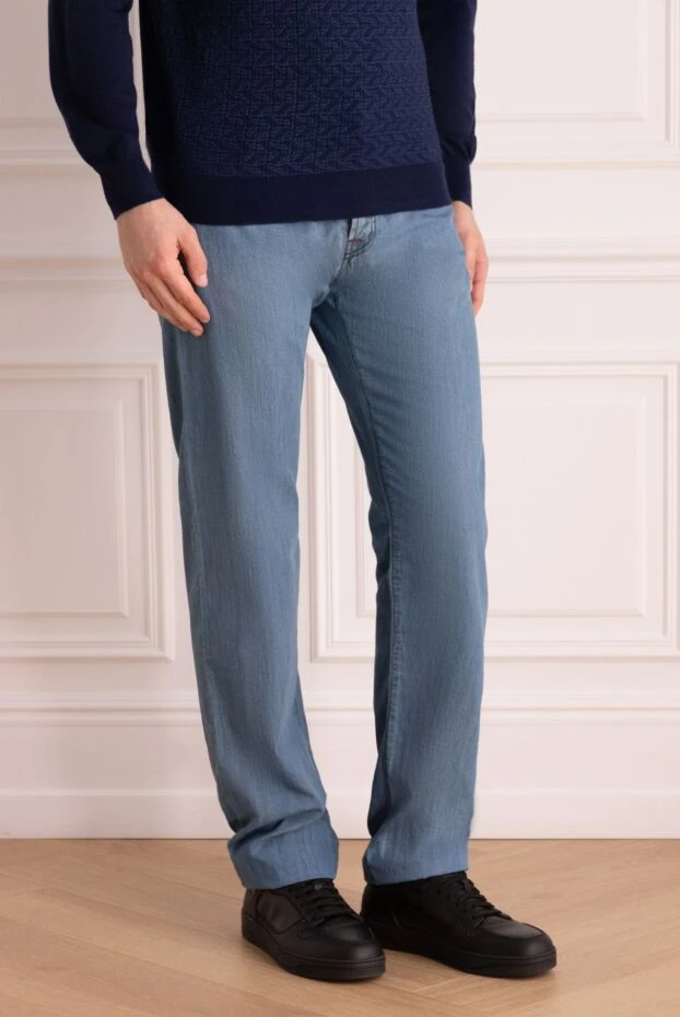 Kiton қызыл контраст екпіні бар көк джинсы
 144525 - фото 3