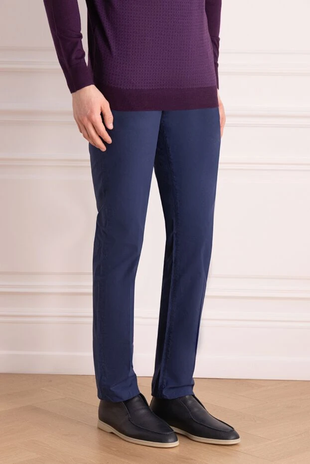 Kiton жеңіл мақта джинсыдан тігілген қою көк түсті ерлер джинсы
 144527 - фото 3