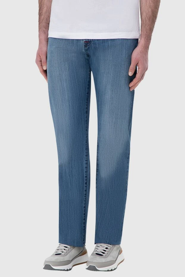 Kiton сәндік қыртыстары бар көк түсті ерлер джинсы
 144530 - фото 3