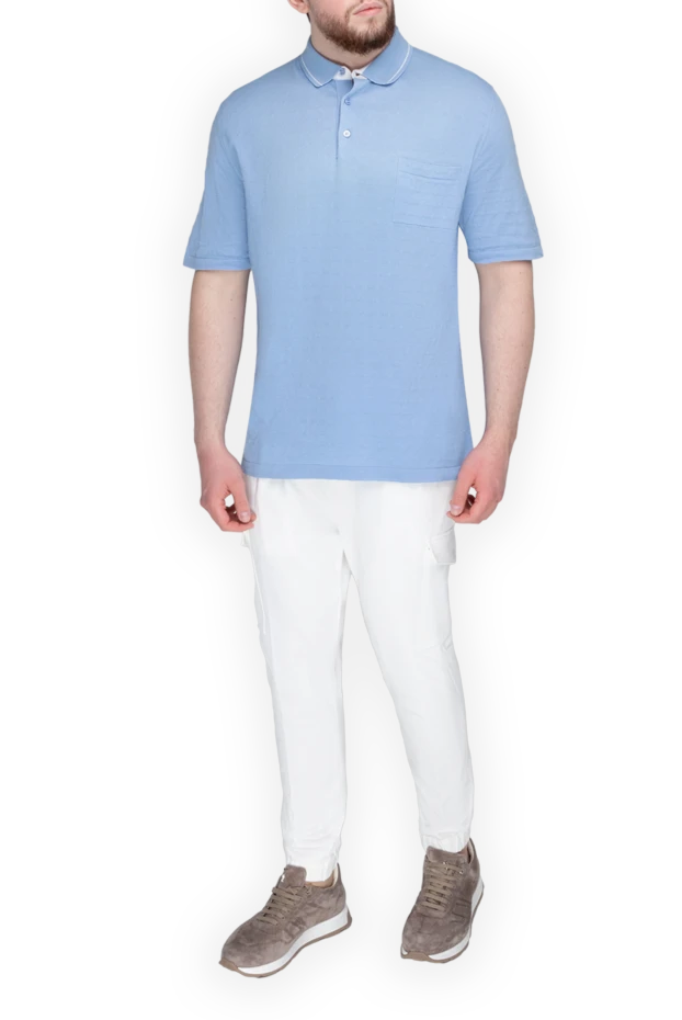 Kiton man blue cotton polo for men купить с ценами и фото 144542 - photo 2