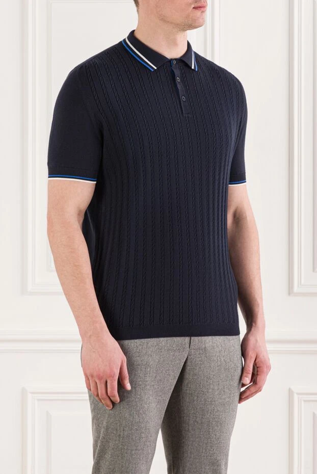 Kiton ерлерге арналған қара мақтадан жасалған поло 144543 - фото 3