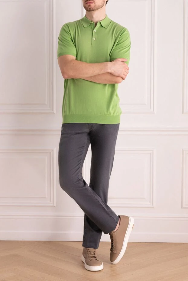 Kiton man cotton polo green for men купить с ценами и фото 144550 - photo 2