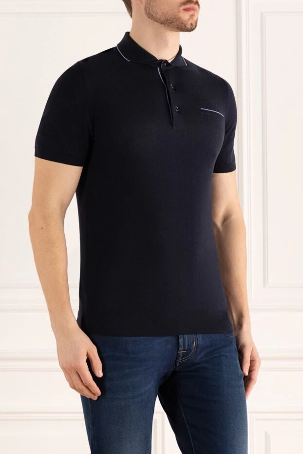 Kiton кеуде қалтасы және ұқыпты кірістіруі бар жібек-мақта поло
 144552 - фото 3