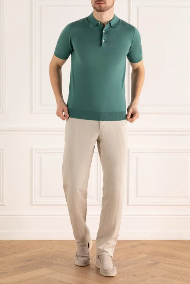 Kiton man cotton polo green for men купить с ценами и фото 144553 - photo 2