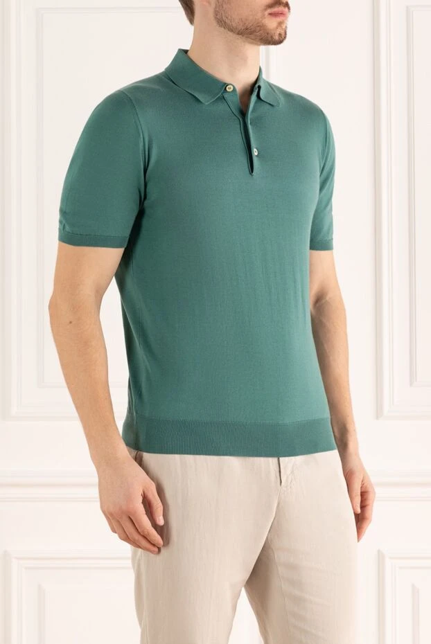 Kiton қою жасыл денеге қонымды мақта поло көйлек түймелермен ерлерге арналған 144553 - фото 3