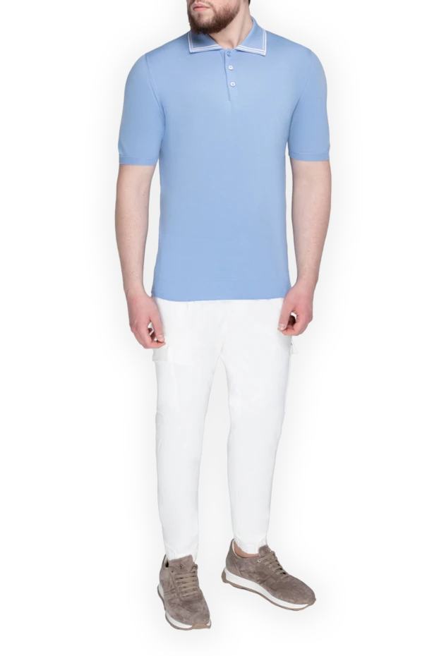 Kiton man blue cotton polo for men купить с ценами и фото 144558 - photo 1