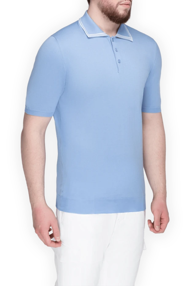 Kiton man blue cotton polo for men купить с ценами и фото 144558 - photo 2