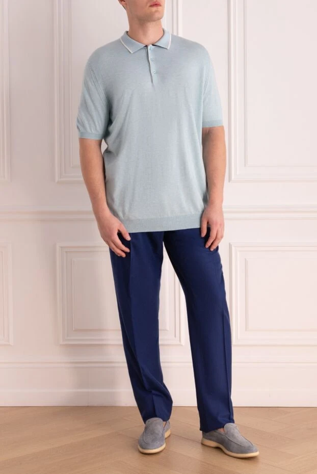 Kiton man cotton and cashmere polo blue for men купить с ценами и фото 144564 - photo 2