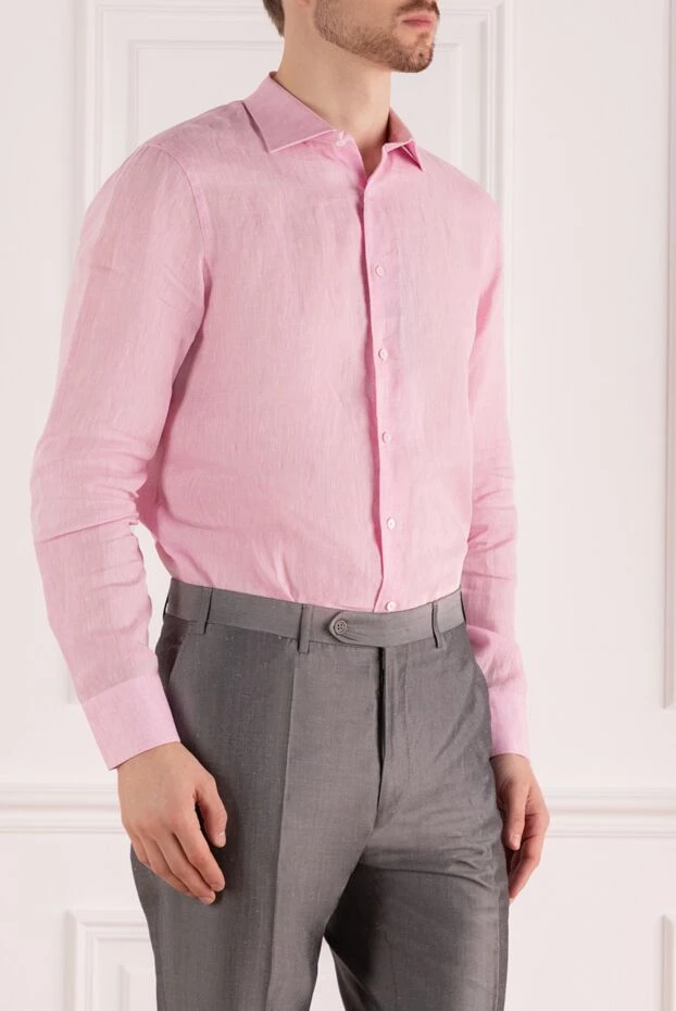 Tombolini man pink linen shirt for men 144591 - photo 3