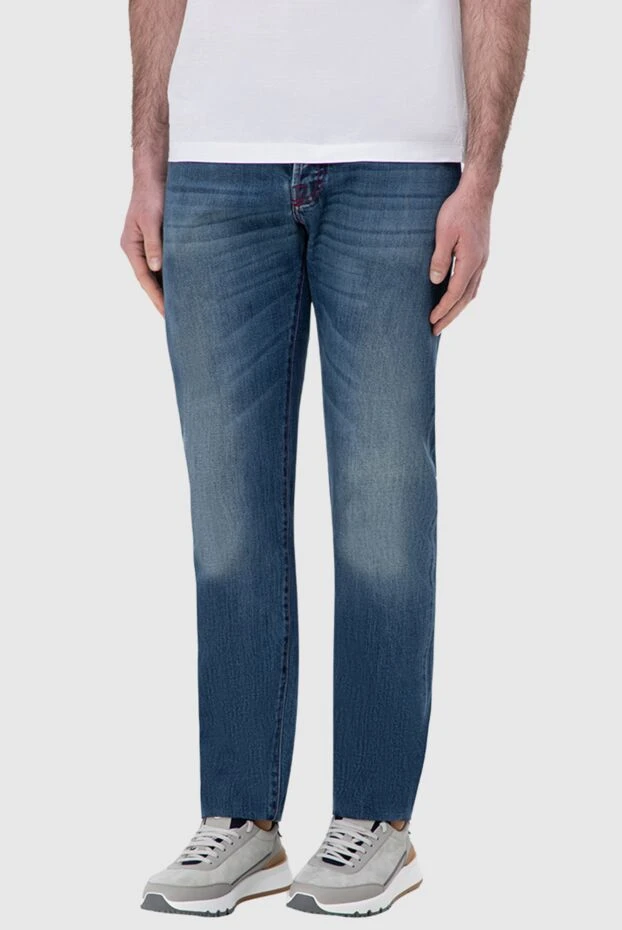 Kiton man blue cotton jeans for men купить с ценами и фото 144604 - photo 2