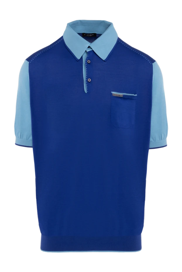 Поло из шелка в насыщенном синем цвете с контрастными голубыми рукавами
- фото 1