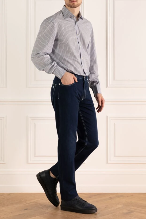 Stefano Ricci синие мужские джинсы из натурального денима
 144668 - фото 2