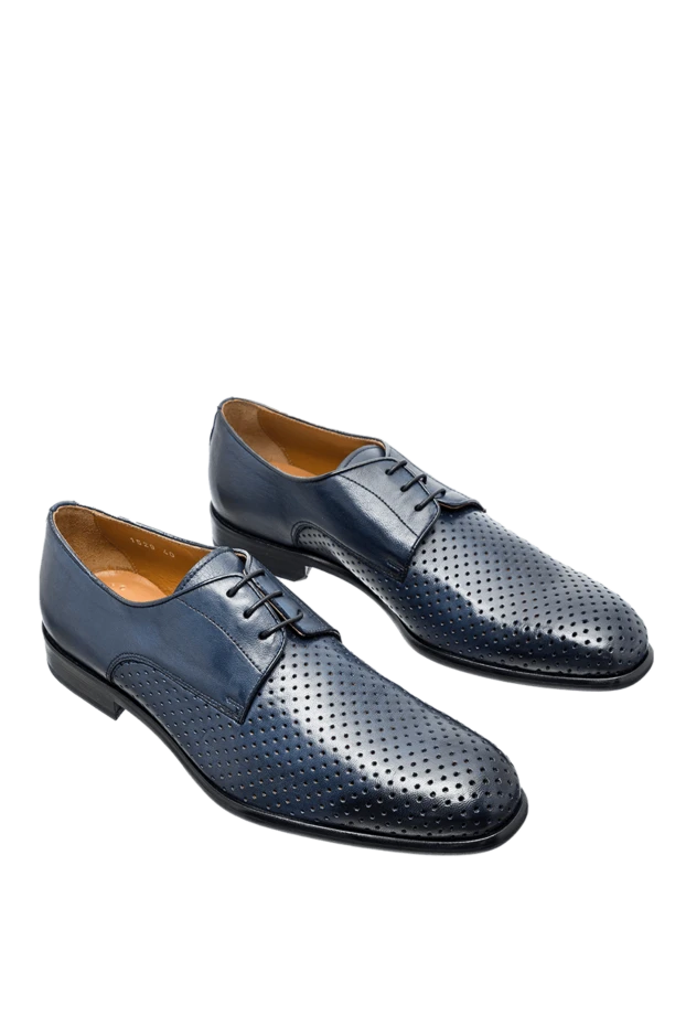Doucal`s туфли дерби синие кожаные с перфорацией мужские 144725 - фото 3
