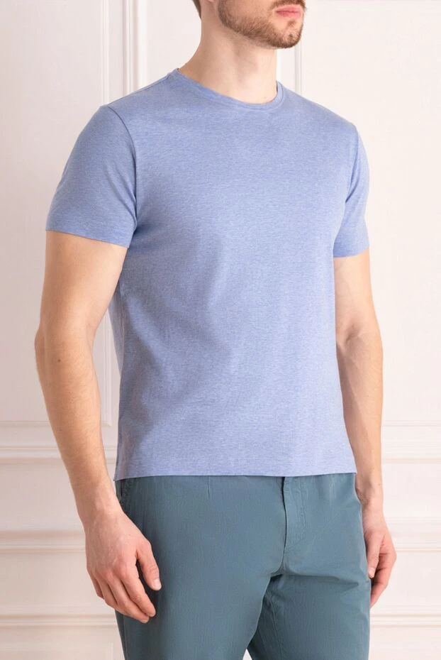 Orian light blue cotton jersey t-shirt with a light texture
 144755 - photo 3